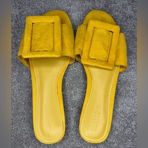 Mango Mustard Suede Mules